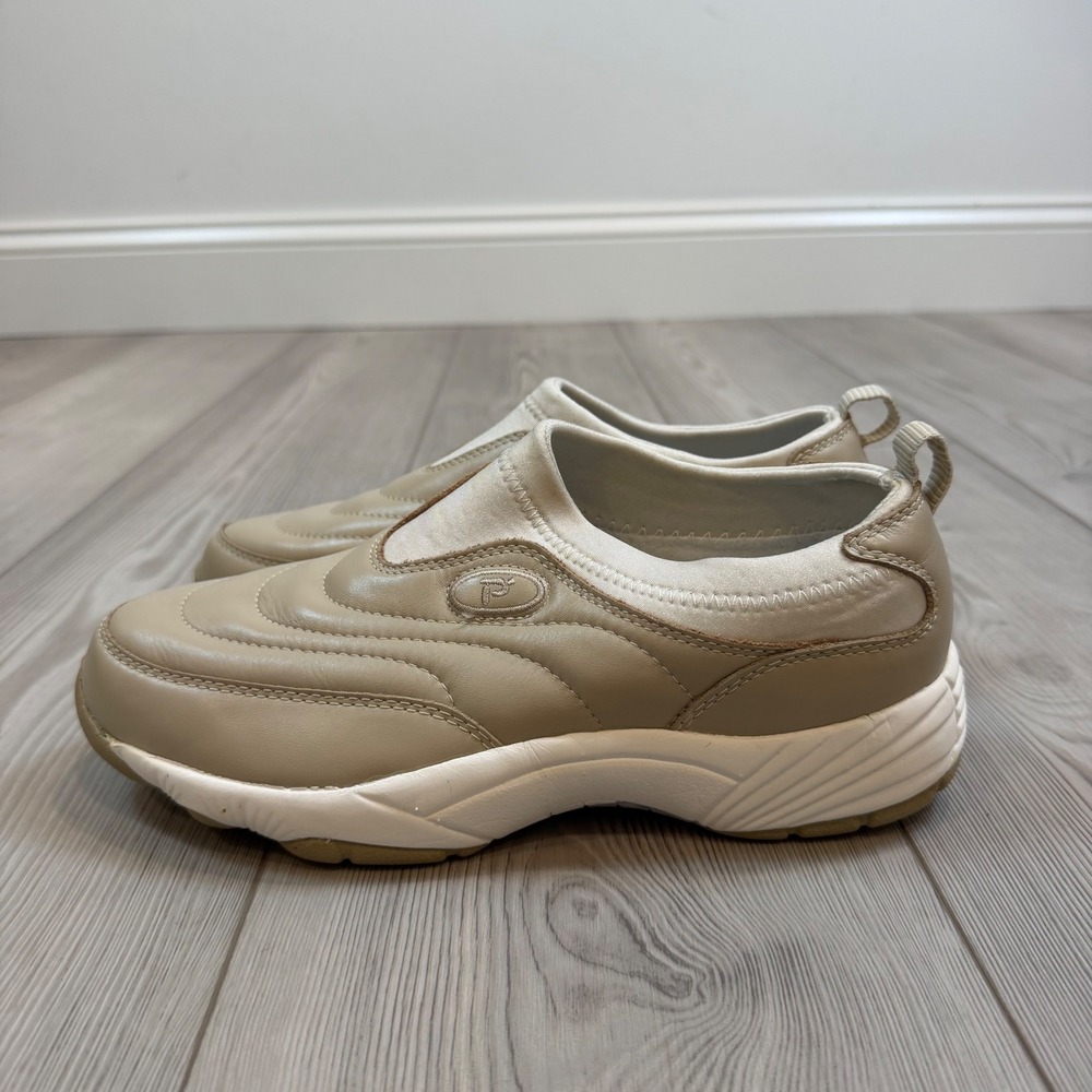 Propet Washable Walker Beige Leather Slip On Sneakers Women 9 X 2E